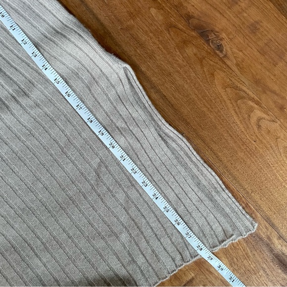 Central Park West 100% Cashmere Ribbed Sleeveless Tunic Cowlneck Sweater Oatmeal - Picture 10 of 11